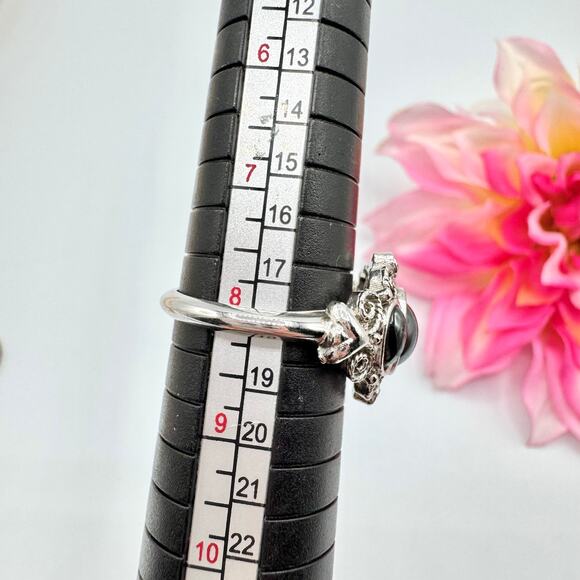 Vintage Avon Midnight Splendor Faux? Hematite Ring Crystals Opulent Ornate 1972 - Picture 13 of 15